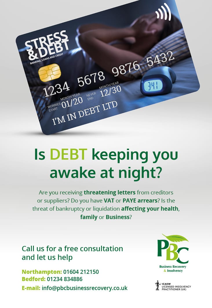 Bank Card advert concept for PBC Insolvency and Recovery