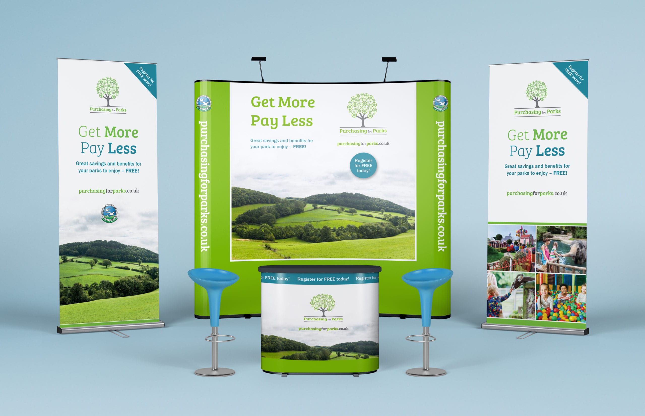 Popup display and roller banner designs for Purchasing for Parks