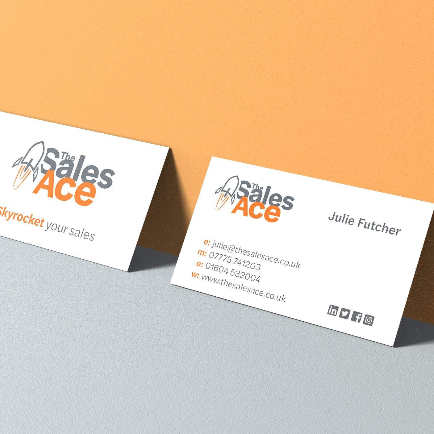 Design for The Sales Ace business cards using new logo