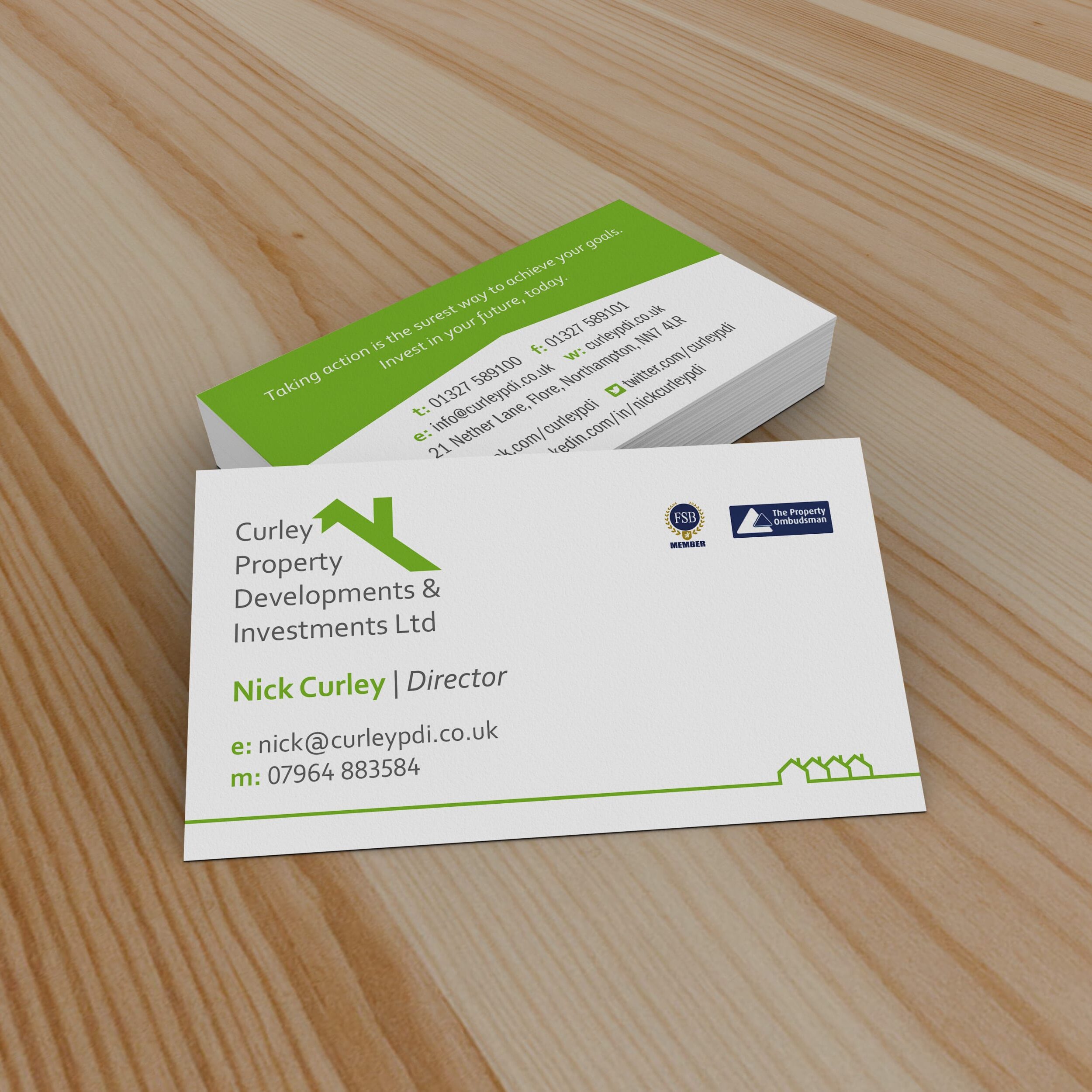 Business cards design for Curley PDI