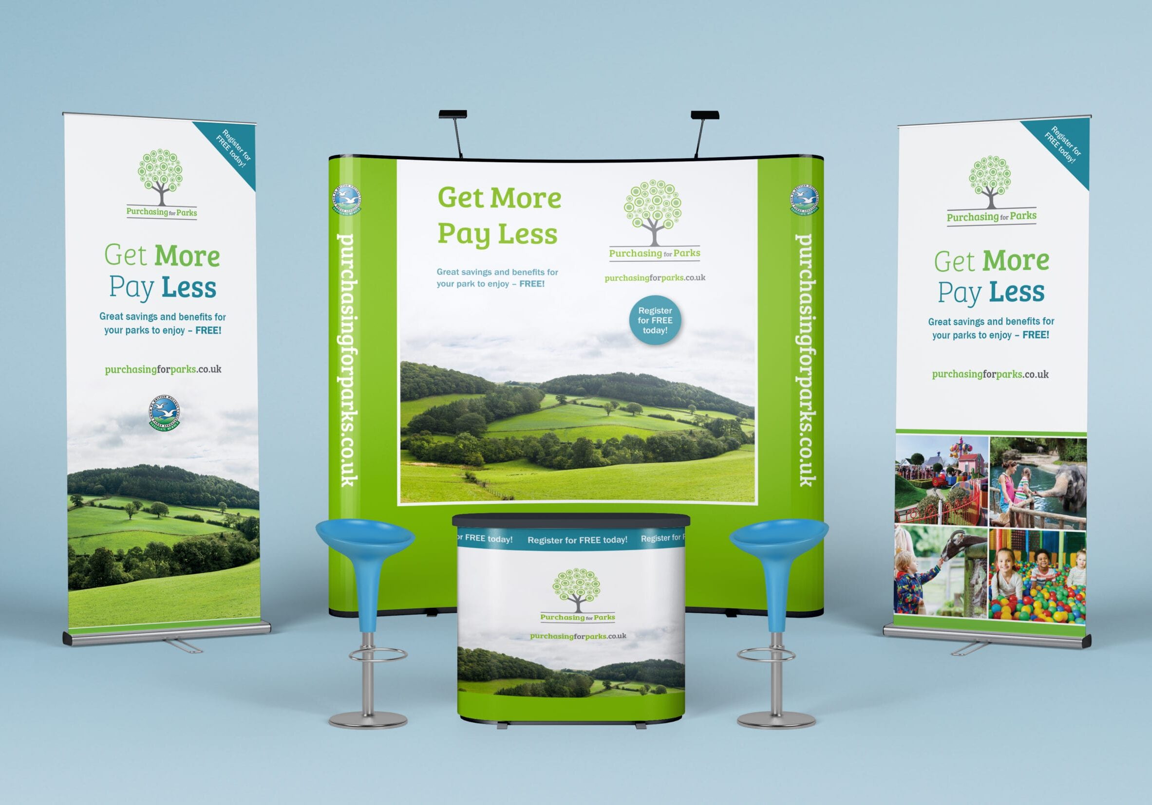 Popup display and roller banner designs for Purchasing for Parks